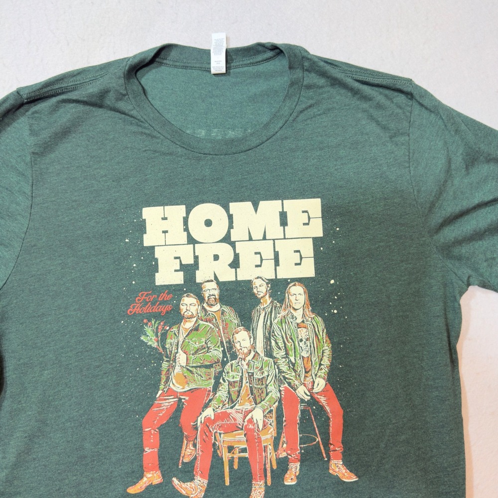 Home Free Graphic T-Shirt‎ Unisex XL Green Excellent For the Holidays Band Tee